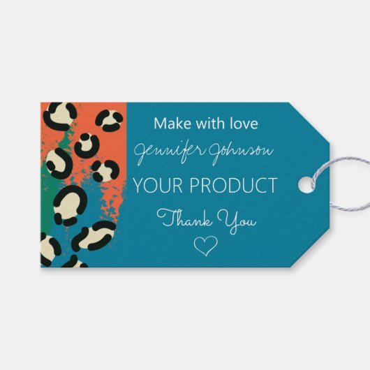 Animal Print Blauw Kleurrijke Gift Labels Cadeaulabel (Voorkant (Horizontaal))