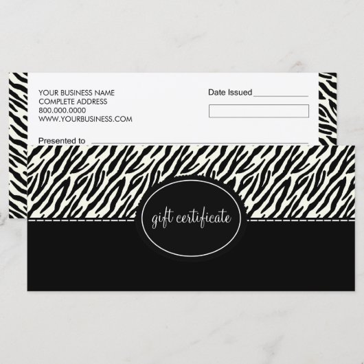 Animal Print Boutique Style Cadeaubonnen (Voorkant / Achterkant)