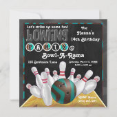 Animal Print Bowling Party Kaart (Achterkant)