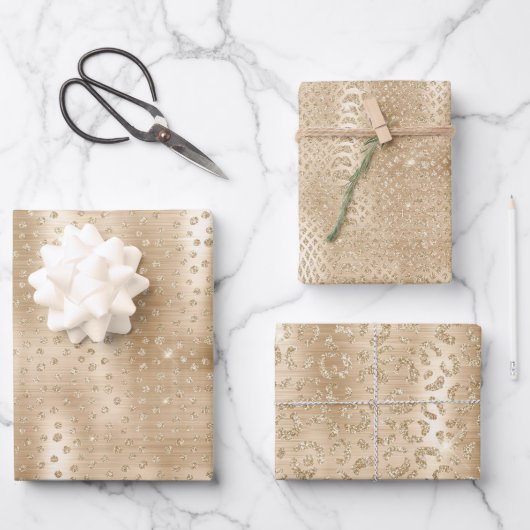 Animal Print Gold Glitter Inpakpapier Vel (Voorkant)