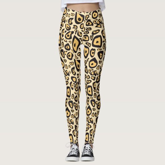 Animal Print Jaguar Light Yellow en Oranje Leggings (Voorkant)