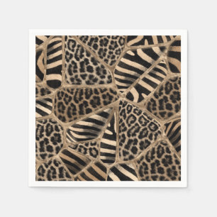 Animal Print - Leopard and Zebra - pastel gold Servet