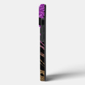 Animal Print on Purple & Gold Glitter Case-Mate iPhone Case (Achterkant / Links)