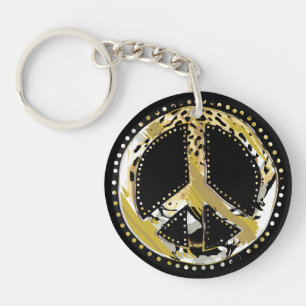 Animal Print Peace-teken I + uw ruggengraat. en id Sleutelhanger