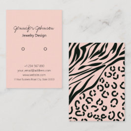 Animal Print Roze Oorbel Houder Display Kaart Visitekaartje