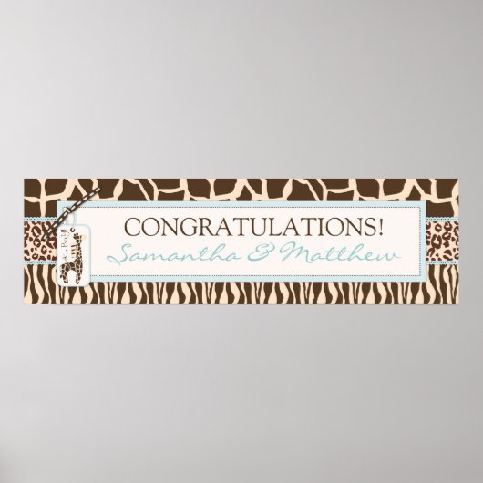 Animal Print Safari en Giraffe Baby shower Banner (Voorkant)