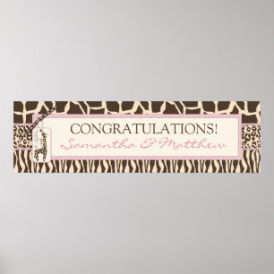 Animal Print Safari en Giraffe Baby shower Banner