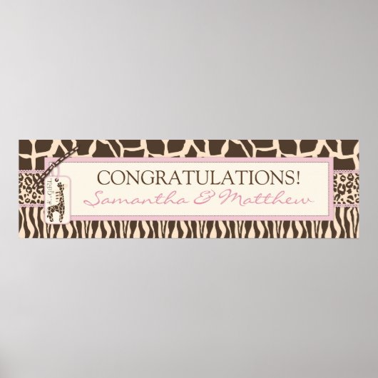 Animal Print Safari en Giraffe Baby shower Banner (Voorkant)