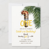 Animal Print Safari Oerwoud ONE 1st Birthday Party Kaart (Voorkant)