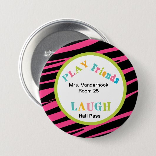 Animal Print School Helper Hall Pass Button (Voorkant /achterkant)
