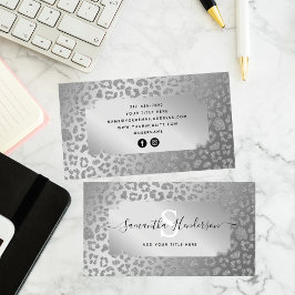 Animal Print Silver Glam Glitter Social Media Visitekaartje