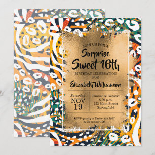 Animal Print Sweet 16th Birthday Invitations