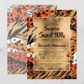 Animal Print Sweet 16th Birthday Invitations (Voorkant / Achterkant)