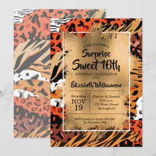 Animal Print Sweet 16th Birthday Invitations