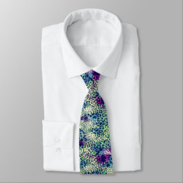 Animal Print Verde y Morado Stropdas