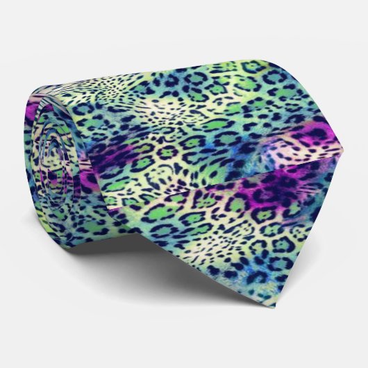 Animal Print Verde y Morado Stropdas (Opgerold)