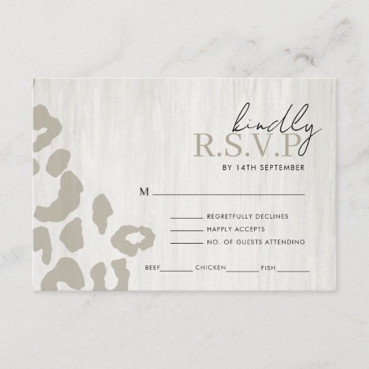 Animal Print Wedding RSVP Reactie Informatiekaartje (Voorkant)