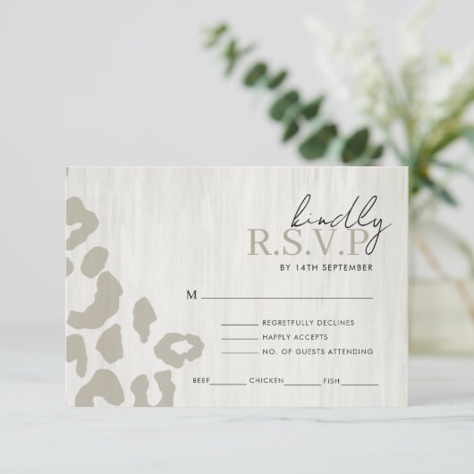 Animal Print Wedding RSVP Reactie Informatiekaartje (Staand voorkant)