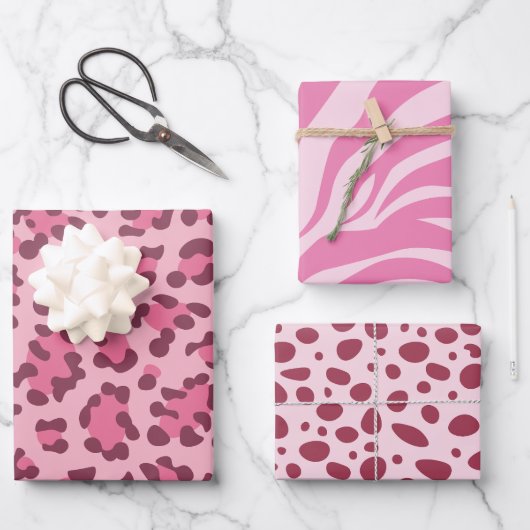 Animal Print Wild Animals Pattern Birthday Inpakpapier Vel (Voorkant)