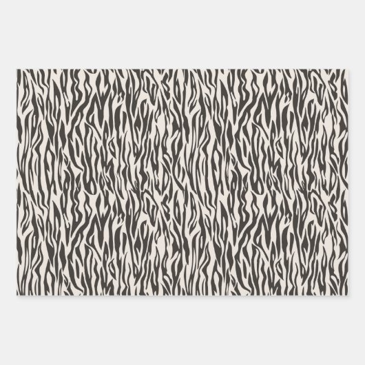 Animal Print zebra Zwart en Crème Inpakpapier Vel (Voorkant)