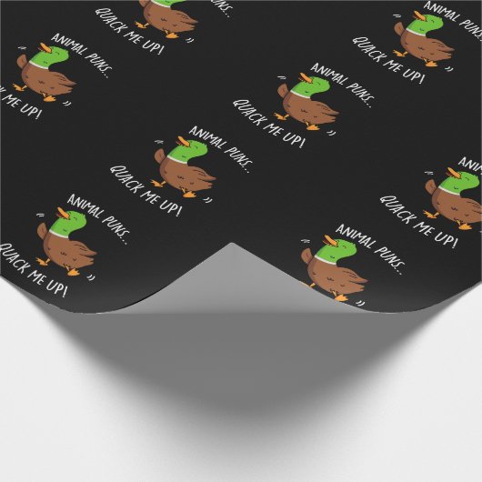 Animal Puns Quack me op Funny Duck Pun Dark BG Cadeaupapier (Hoek)