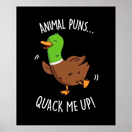Animal Puns Quack me op Funny Duck Pun Dark BG Poster (Voorkant)