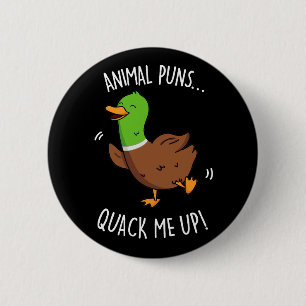 Animal Puns Quack me op Funny Duck Pun Dark BG Ronde Button 5,7 Cm