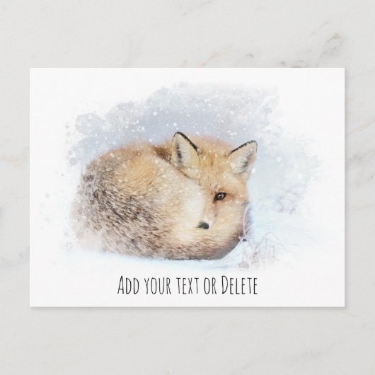 *~* Animal Red Fox Ap18 Abstract Wildlife Snowy Briefkaart (Voorkant)