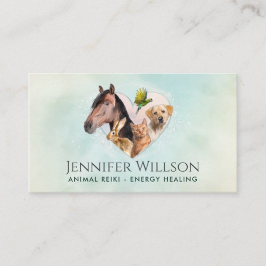Animal Reiki - Energie Healing - Waterverf Art Visitekaartje (Voorkant)