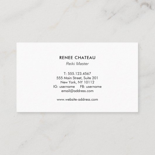 Animal Reiki Master Visitekaartje (Achterkant)