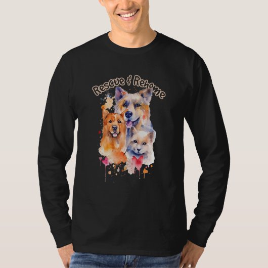Animal Rescue and Rehome Animal Adoption Support D T-shirt (Voorkant)