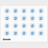 Animal Rescue Paw Print Wit en Blauw Ronde Sticker (Vel)