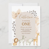 Animal Safari Arch Boho Pampas Grass Birthday Kaart (Voorkant)