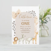 Animal Safari Arch Boho Pampas Grass Birthday Kaart (Staand voorkant)