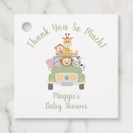 Animal Safari Baby shower Dank u Bedankjes Labels (Voorkant)