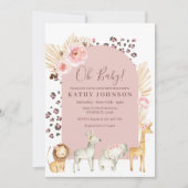Animal Safari Boho Pampas Grass Arch Baby shower Kaart (Voorkant)