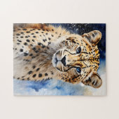 Animal Safari Cheetah Waterverf Legpuzzel (Horizontaal)