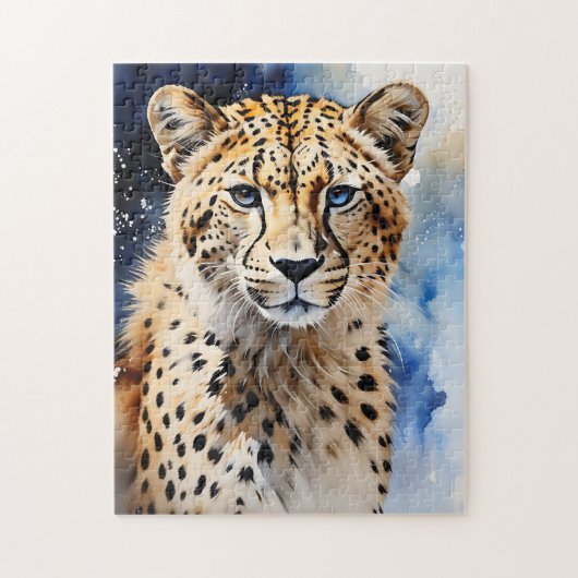 Animal Safari Cheetah Waterverf Legpuzzel (Verticaal)