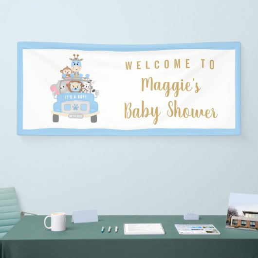 Animal Safari Cute Baby Shower Welkom Spandoek (Beurs)