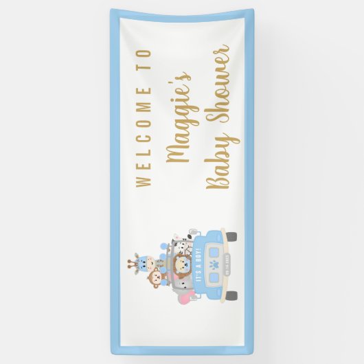 Animal Safari Cute Baby Shower Welkom Spandoek (Verticaal)