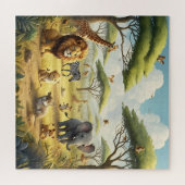 Animal Safari Lion Giraffe Vogels Olifantenbomen Legpuzzel (Horizontaal)