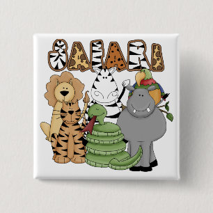 Animal Safari Vierkante Button 5,1 Cm