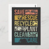 Animal Save Earth Turtle Climate Change Recyclen Briefkaart (Voorkant / Achterkant)