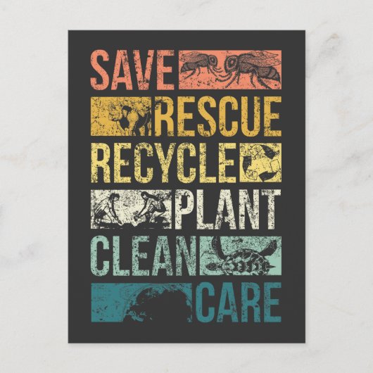 Animal Save Earth Turtle Climate Change Recyclen Briefkaart (Voorkant)