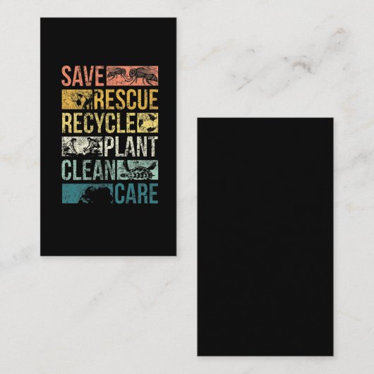 Animal Save Earth Turtle Climate Change Recyclen Visitekaartje (Voorkant / Achterkant)