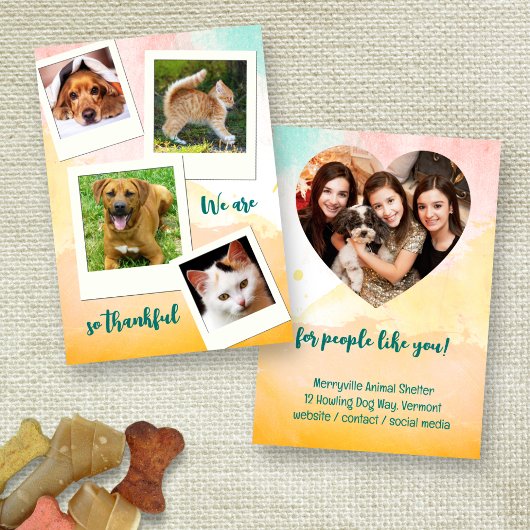 Animal Shelter Adoption Thank You Photo Card Kaart
