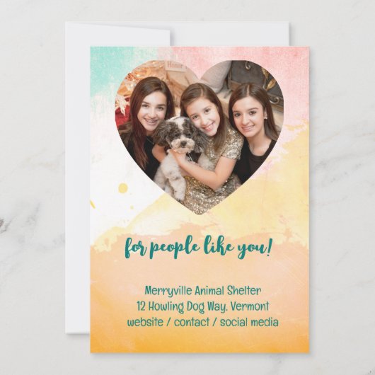 Animal Shelter Adoption Thank You Photo Card Kaart (Achterkant)