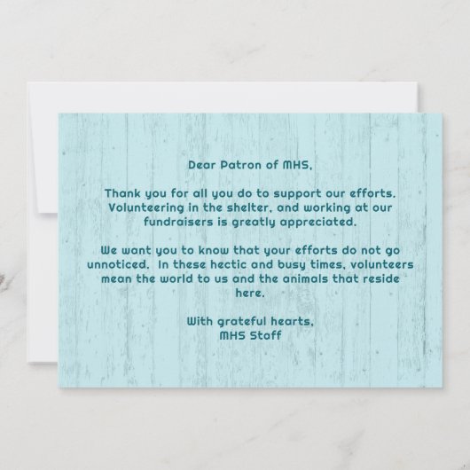 Animal Shelter Thank You Photo Template Wood Card Kaart (Achterkant)