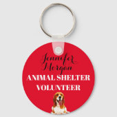 Animal Shelter Volunteer, aangepaste naam rode bad Sleutelhanger (Voorkant)