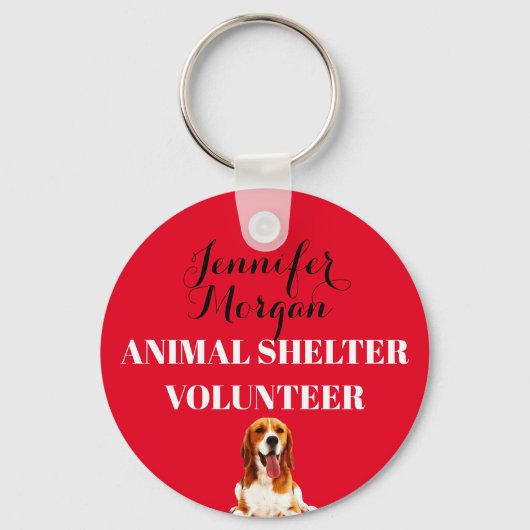 Animal Shelter Volunteer, aangepaste naam rode bad Sleutelhanger (Voorkant)
